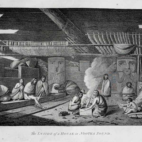 The Inside of a House in Nookta Sound by John Webber, Image 1.