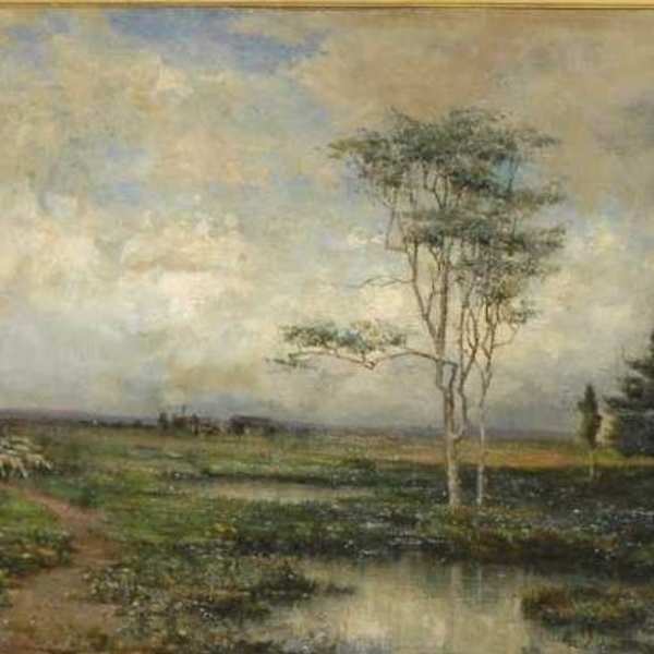 Untitled Landscape with Sheep and Trees by Robert Ward Van Boskerck, Image 1.