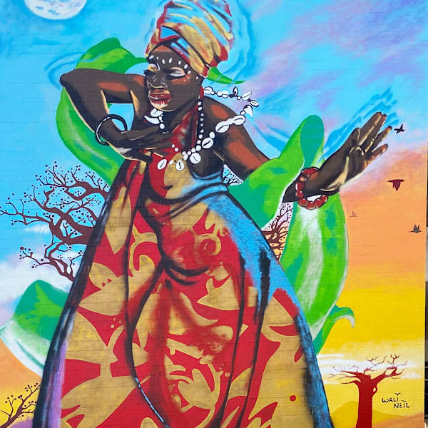 Mural Reproduction of Walt Wali Neil's Daughter of the Moon by Wali Mural League, Image 2.
