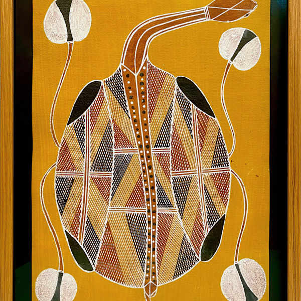 Womardu , Long Neck Turtle - Yolngy Tribe Art by Attb: Marika Family Artist, Image 1.