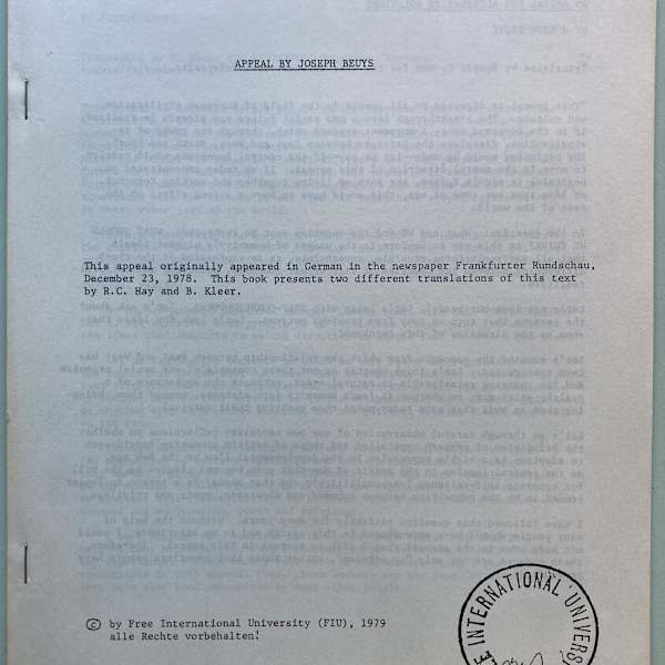 Appeal by Joseph Beuys, Image 1.