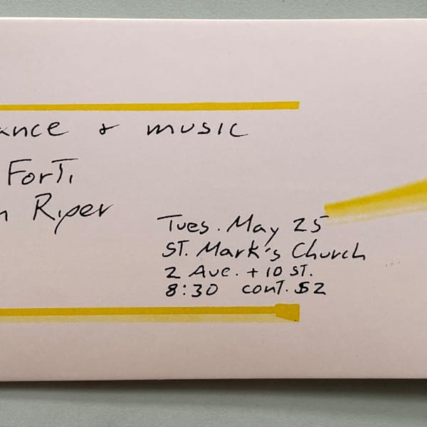 2 evenings dance + music by Simone Forti Peter van Riper, Image 1.