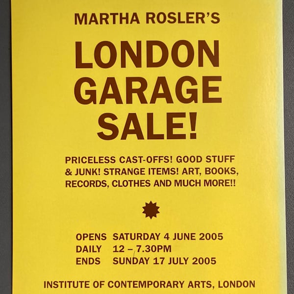 Martha Rosler's London Garage Sale by Martha Rosler, Image 1.