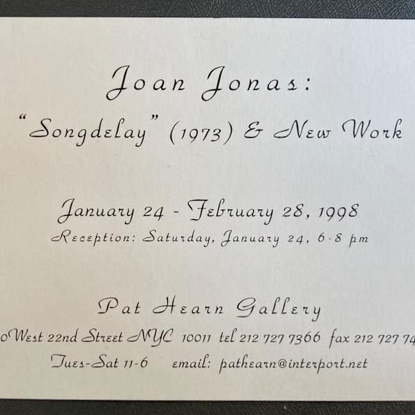 Joan Jonas: Songdelay & New Work by Pat Hearn Gallery, Image 1.