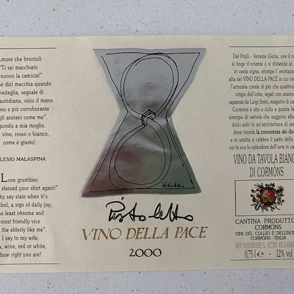 Michelangelo Pistoletto Vino della pace wine label by Michelangelo Pistoletto, Image 1.