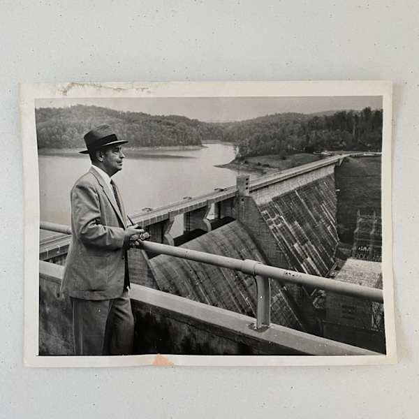 Gen. Herbert D. Vogel Overlooking TVA's Norris Dam by press photo, Image 2.