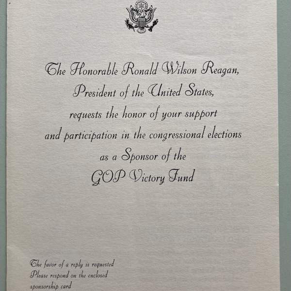 Ronald Reagan invitation by Ronald Reagan, Image 1.