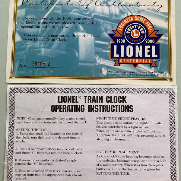 Lionel Train Clock Ephemera by Lionel, Image 1.
