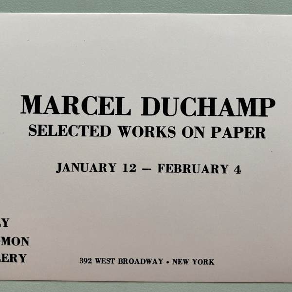 Marcel Duchamp card by Holly Solomon Gallery, Image 1.