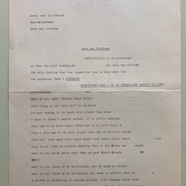 Letter from Dara Birnbaum by Dara Birnbaum, Image 1.