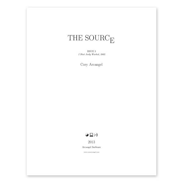 The Source Issue #3: I Shot Andy Warhol by Cory Arcangel, Image 1.