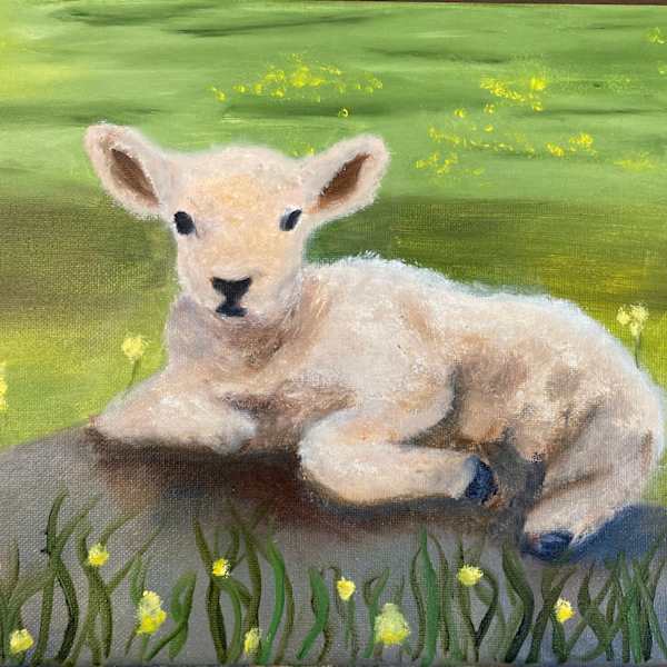 Lamb in Green Grass by Thea Sargent, Image 1.