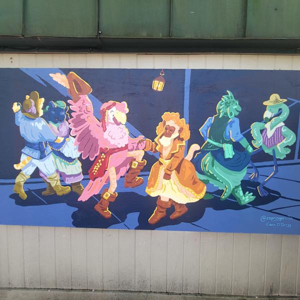 2025 Mural Slam by Jess Clark, Paige Doyle-Elwell, Sarah Egan, Naijah Garrett, Howie Green, Colomba Klenner, Caoin O'Durgy, Bruce Orr, Daphne Powers, Max Pro, Bobbie Smith, Jennifer Wackerle, Image 1.