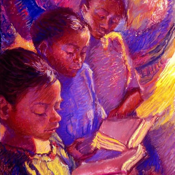 Mexican Girls Reading by Ellen Dreibelbis, Image 1.