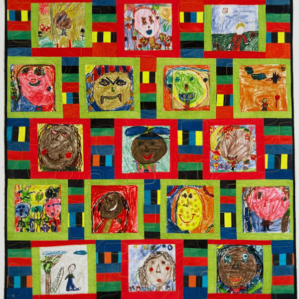 Strip-Pieced Squared Faces #1 by Ellen Oppenheimer, Image 1.