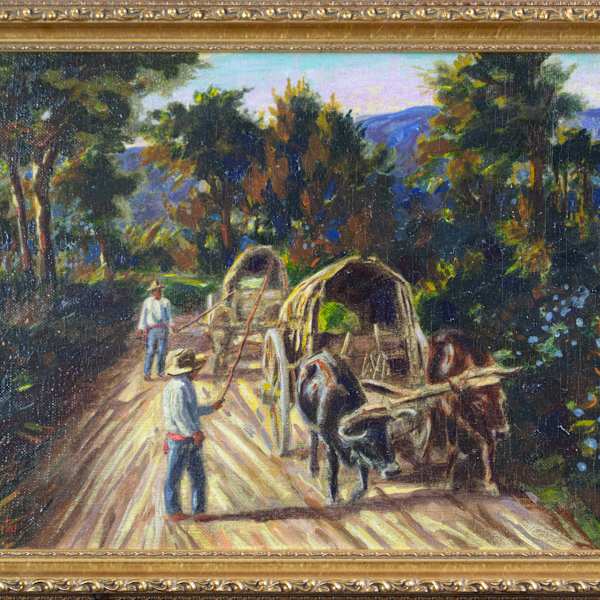 Men With Ox-Drawn Wagons On Rural Road by Jose Pinto, Image 3.