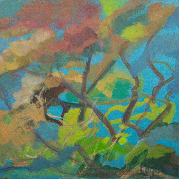 Trees In Blue And Burnt Sienna by Katherine Stiles Cogan, Image 2.
