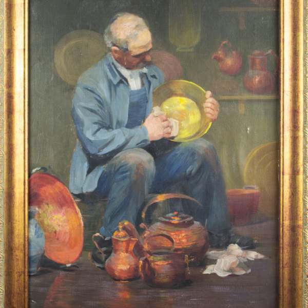 Man Cleaning Pots by Ethel Hore Townsend, Image 3.