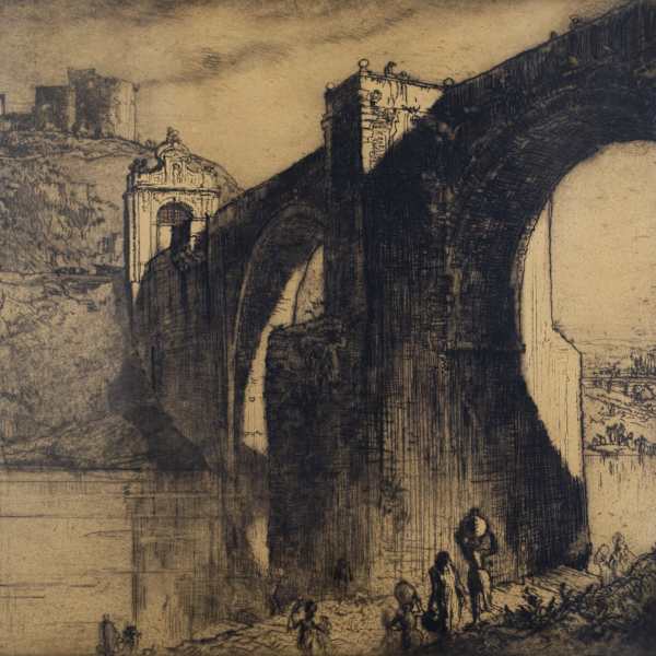 Figures Carrying Water Under An Arched Stone Bridge by Sir Frank Brangwyn, Image 2.