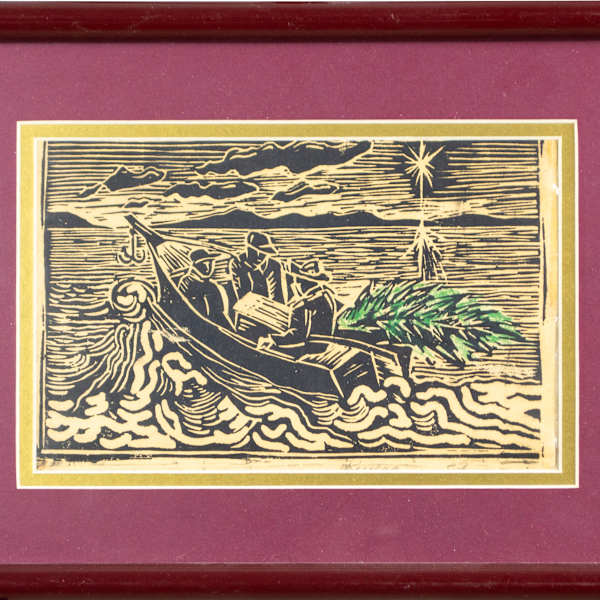 Night Scene of Three Fisherman In A Boat by John Kucera, Image 1.