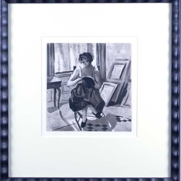 Young Lady Seated On Chair, Sewing by Frank Stamato, Image 2.
