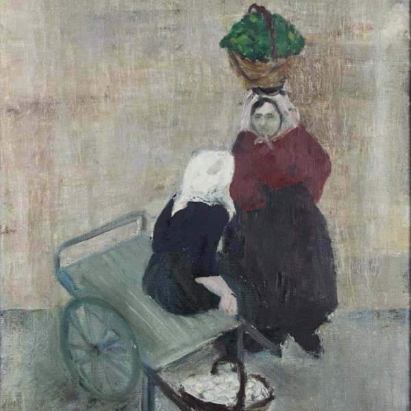 Two Women With Cart & Vegetables by Beverly Pepper, Image 3.