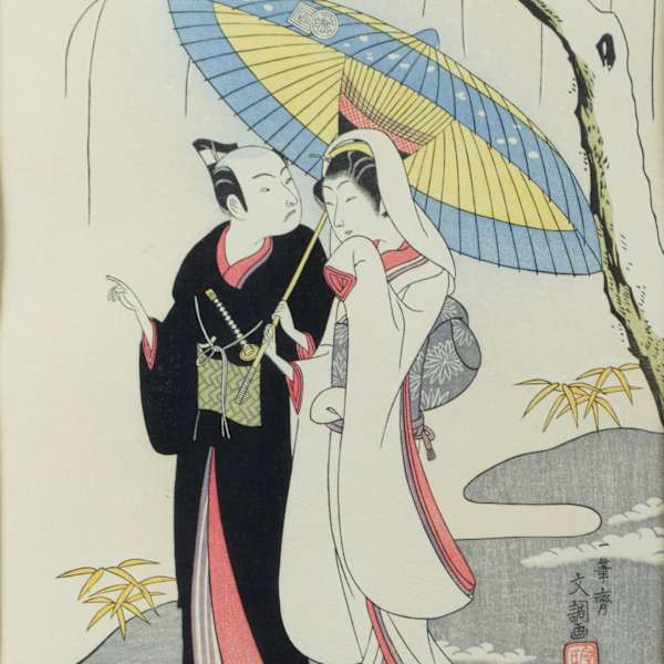 Couple Under Umbrella by After Ippittsusai Buncho, Image 2.