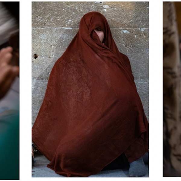 Worshippers Before the Tomb of Mevlâna Celâleddin-i Rûmi - Konya, 2023 (triptych) by Ayşe Özaydın, Image 1.