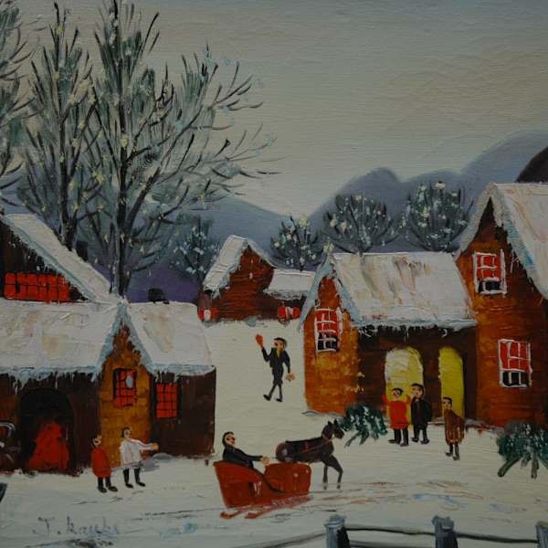 Rural Town Scene With Figures by J. Raube, Image 1.