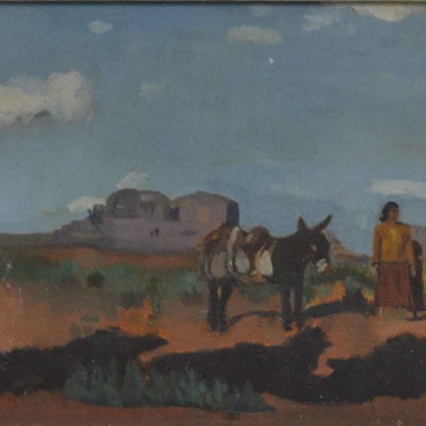 Western Landscape With Figure & Mules by Louis De Mayo, Image 1.