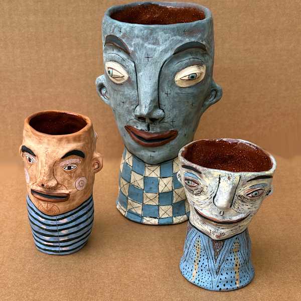 Two Faced Ceramic Vases by Jenny Mendes, Image 4.
