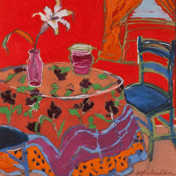 Red Wall/White Lily by Paula Rubenstein, Image 1.