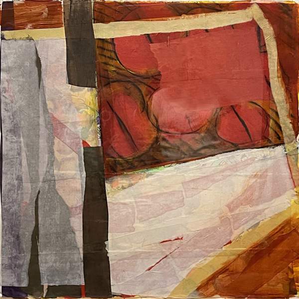 Red, Orange, White Abstract by Leslie Miller, Image 1.