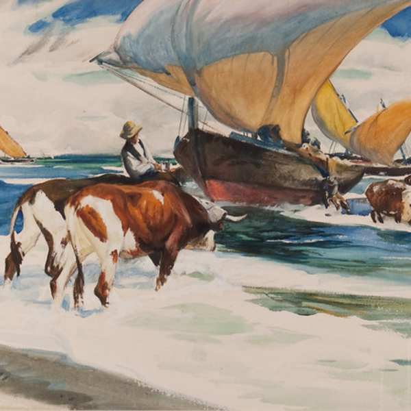 Fishing Boats at Malaga by Henry G. Keller, Image 1.