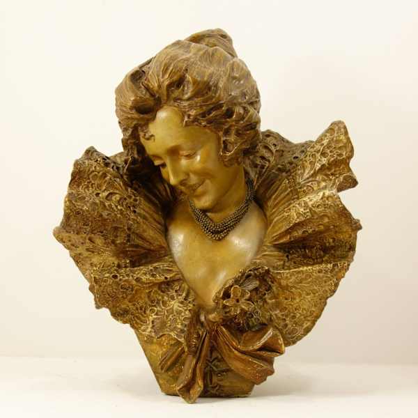 Bust sculpture of an elegant woman by Emilio Faschi, Image 1.