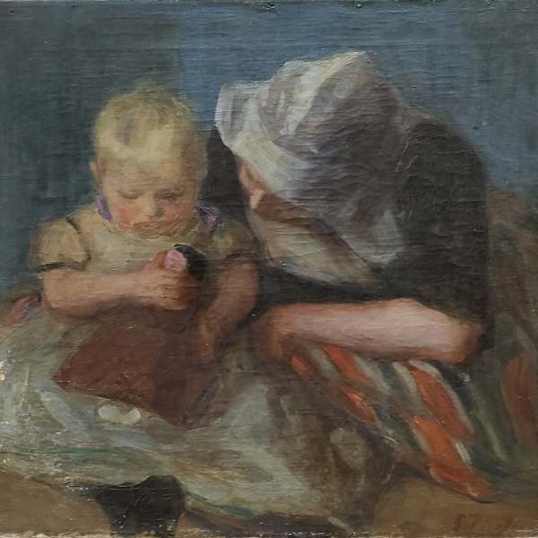 Mother and Child in Traditional Volendam Costume by Gertrud Zuelzer, Image 1.