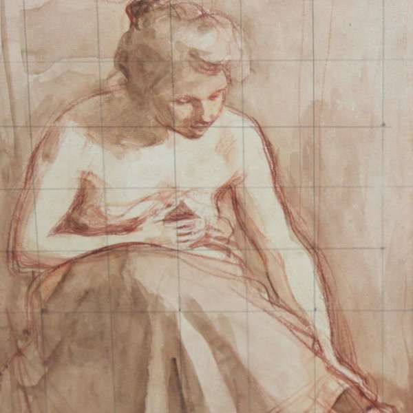 Contemplation in Sanguine: Preliminary Study for a Grand Work by René François Xavier Prinet, Image 1.
