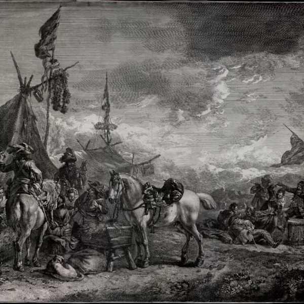 Military camp with horses by Philip Wouvermans, Image 1.