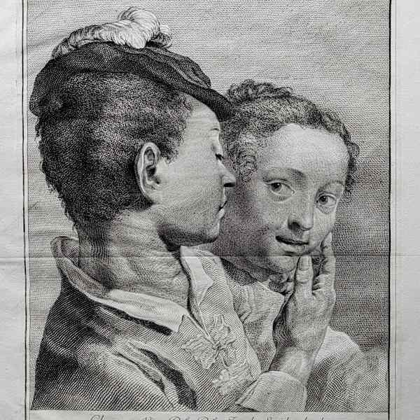 A young man touching the cheek of a young woman by Giovanni Battista Piazzatta, Image 9.