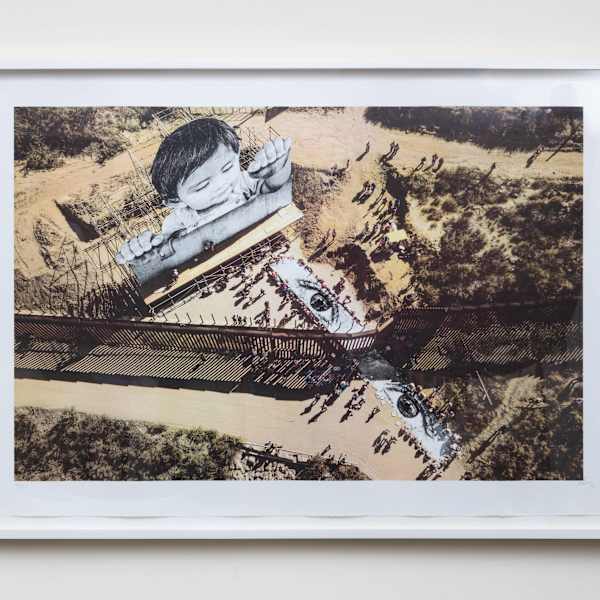 Migrants, Mayra, Picnic Across the Border, General View, Tecate, Mexico - U.S.A., 2022 by JR, Image 2.