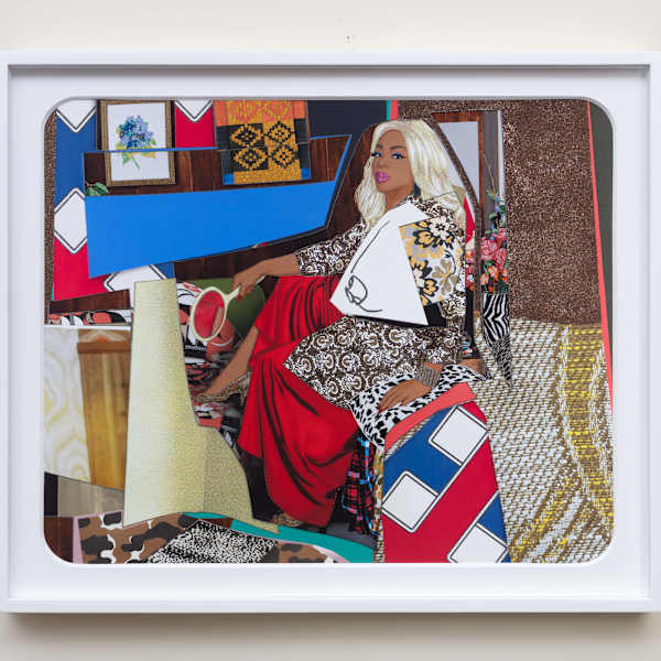 Din avec la main dans le miroir et jupe rouge by Mickalene Thomas, Image 4.