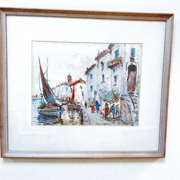 Waterfront in European Village by J. Lucien? Carletti, Image 1.