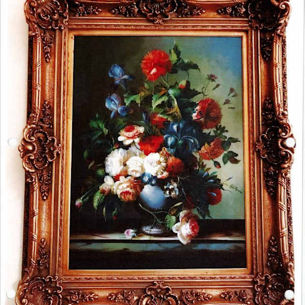 Blue vase of red, white and blue flowers by Liana Cia, Image 1.