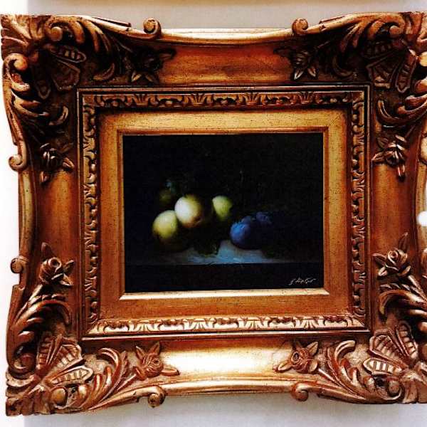 Four apples & two plums by B. Kator, Image 1.