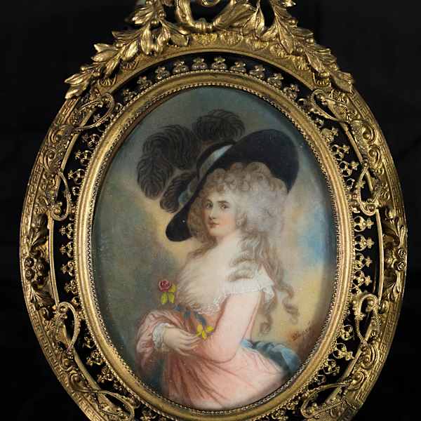 Unknown [Woman in Pink with Large Black Hat] by Dupré, Image 1.