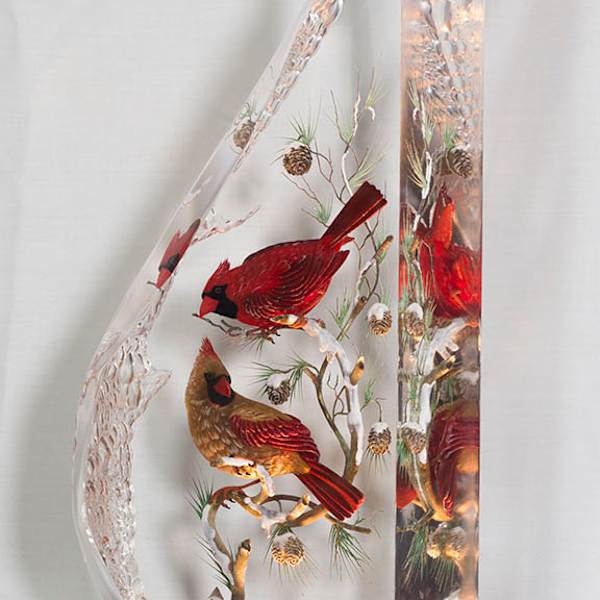 Pair of Cardinals in Pine by Gilles Peltier, Image 2.