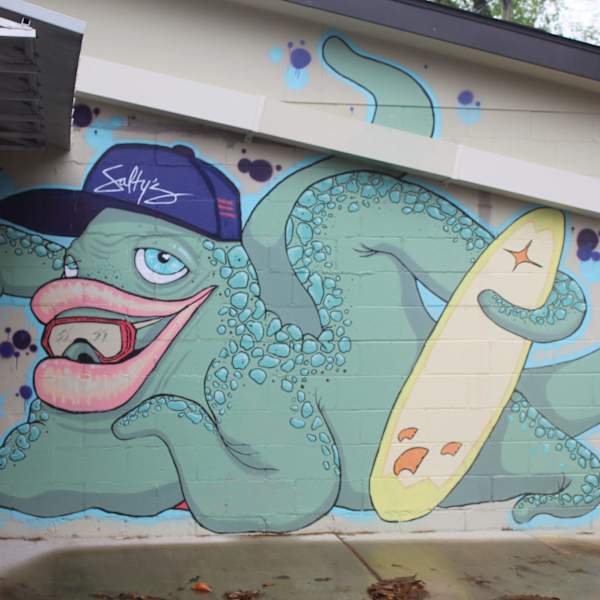 Salty’s Board Shop Mural by Jeremy Burt Clayton Wooten, Image 1.