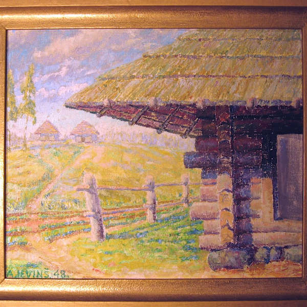 Rija (Landscape with farm buildings) by Aleksandr Levins, Image 1.