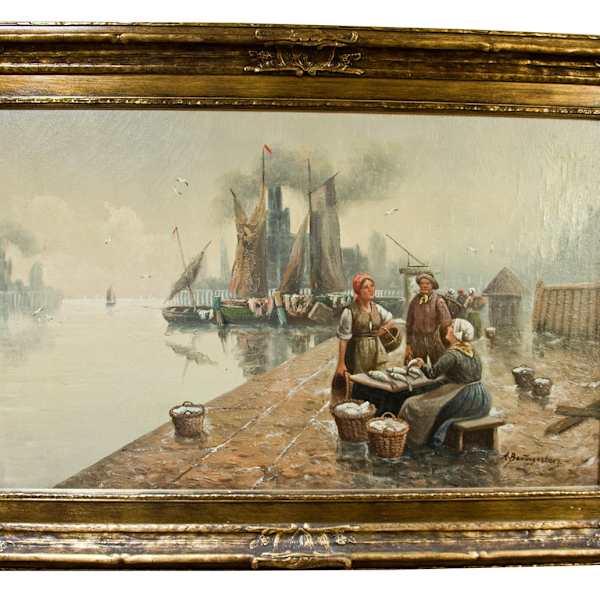 Dutch Seascape with Women Fishmongers by Adolf Baumgartner, Image 1.