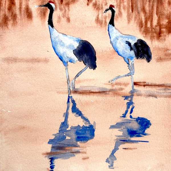 Cranes In A Pond by David Lang, Image 1.